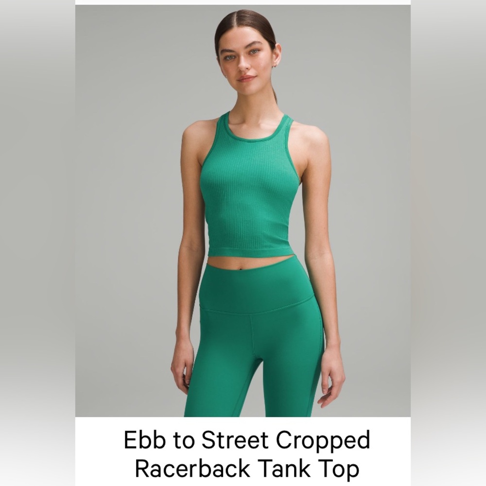 Lululemon Ebb to Street Cropped Tank - Cascadia Green